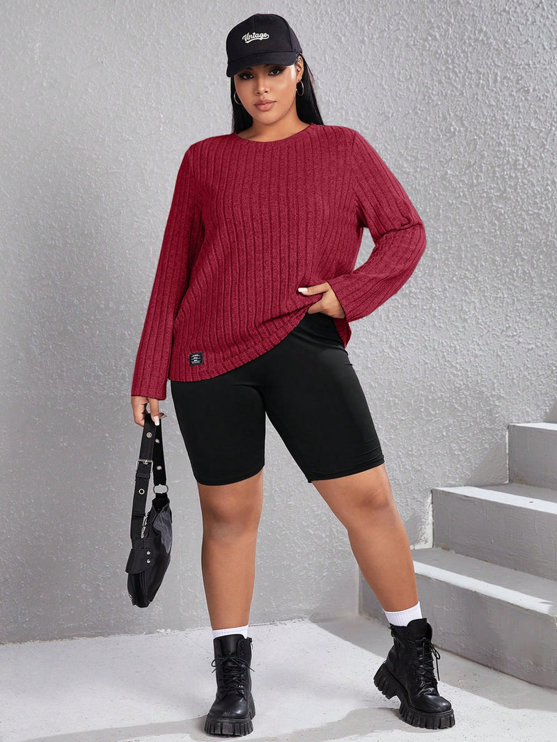 Camiseta Plus Size De Malha Canelada